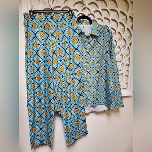 Boutique Print Shirt And Pants Leisure Set NWOT XL